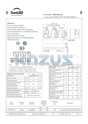 DUY14C3-B datasheet - 14.22mm (0.56) THREE DIGIT NUMERIC DISPLAY