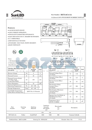 DUY14C4-1A datasheet - 14.22mm (0.56) FOUR DIGIT NUMERIC DISPLAY