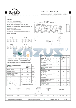 DUY14C4-A datasheet - 14.22mm (0.56) FOUR DIGIT NUMERIC DISPLAY