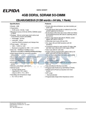 EBJ40UG8EBU0 datasheet - 4GB DDR3L SDRAM SO-DIMM