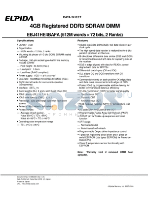 EBJ41HE4BAFA-DJ-E datasheet - 4GB Registered DDR3 SDRAM DIMM