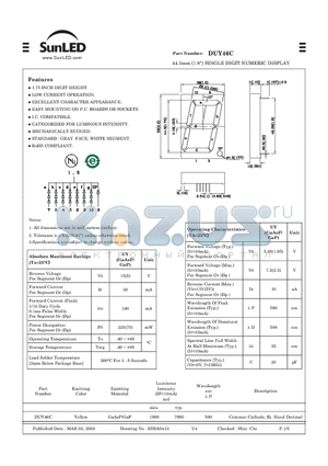 DUY46C datasheet - 44.5mm (1.8) SINGLE DIGIT NUMERIC DISPLAY