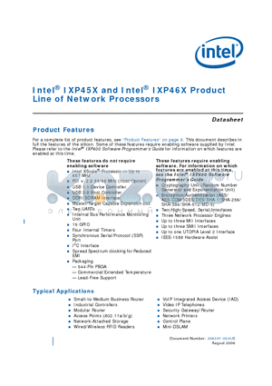 IXP45X datasheet - Product Line of Network Processors