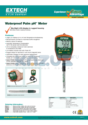 650470 datasheet - Big Digit LCD display in rugged housing With choice of stick or cabled pH Electrode