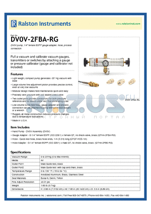 DV0V-2FBA-RG datasheet - DV0V pump