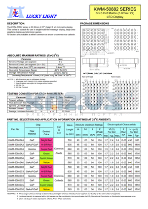 KWM-50882C5 datasheet - 8 x 8 Dot Matrix (5.0mm Dot) LED Display