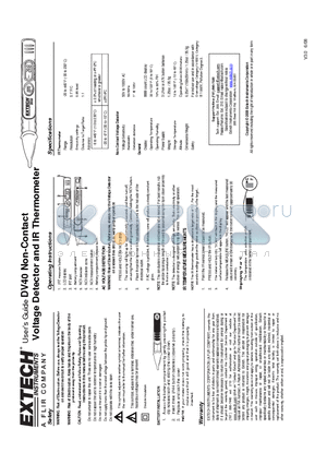 DV40 datasheet - Non-Contact Voltage Detector and IR Thermometer