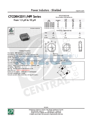 CTCDRH2D11/HPF-4R7N datasheet - Power Inductors - Shielded