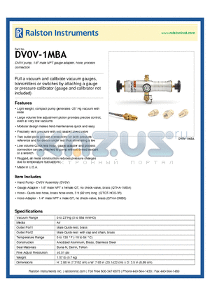 DV0V-1MBA datasheet - DV0V pump