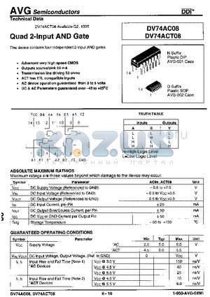 DV74AC08 datasheet - Quad 2-Input AND Gate