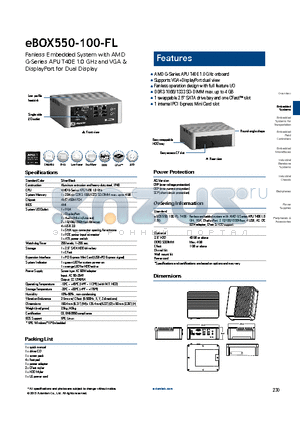 EBOX550-100-FL datasheet - 1 internal PCI Express Mini Card slot