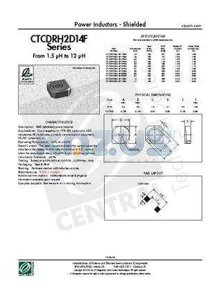 CTCDRH2D14F-100N datasheet - Power Inductors - Shielded