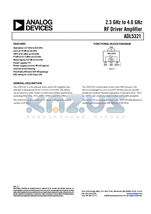 ADL5321_1 datasheet - 2.3 GHz to 4.0 GHz RF Driver Amplifier