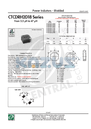 CTCDRH2D18-150N datasheet - Power Inductors - Shielded