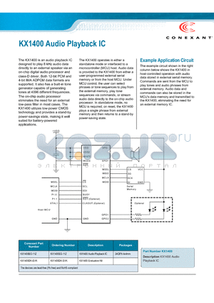 KX1400DK-EVK datasheet - Description KX1400 Audio Playback IC