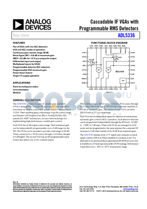 ADL5336ACPZ-R7 datasheet - Cascadable IF VGAs