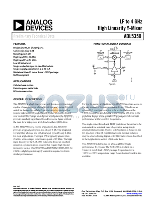 ADL5350-EVAL datasheet - LF to 4 GHz High Linearity Y-Mixer