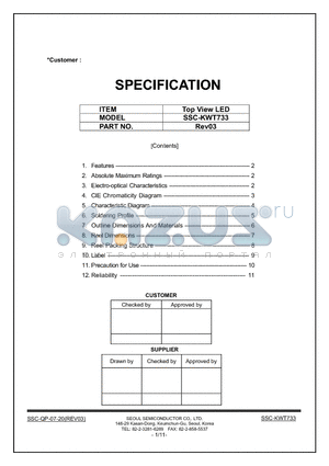 KWT733 datasheet - Top View LED