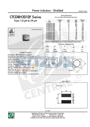 CTCDRH3D12F-1R0N datasheet - Power Inductors - Shielded