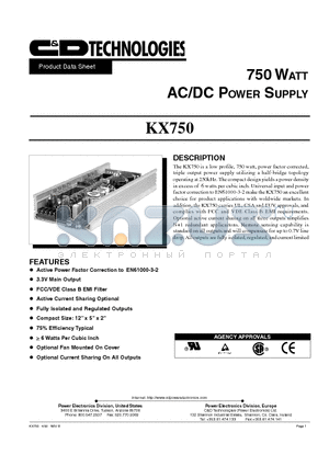 KX750-F2B datasheet - 750 WATT AC/DC POWER SUPPLY