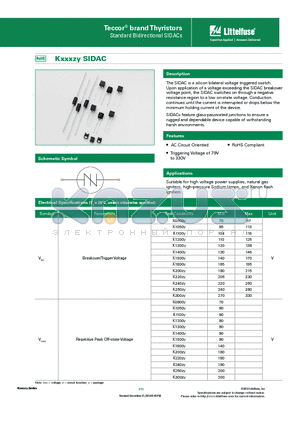 KXXX0SRP datasheet - SIDACs feature glass-passivated junctions to ensure a rugged and dependable