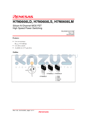 H7N0608LS datasheet - Silicon N Channel MOS FET High Speed Power Switching