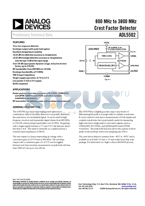 ADL5502-EVALZ datasheet - 800 MHz to 3800 MHz Crest Factor Detector