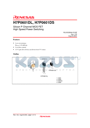 H7P0601DL datasheet - Silicon P Channel MOS FET High Speed Power Switching