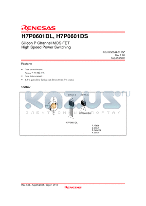 H7P0601DS datasheet - Silicon P Channel MOS FET High Speed Power Switching