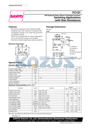 FC121 datasheet - PNP Epitaxial Planar Silicon Composite Transistor Switching Applications (with Bias Resistance)