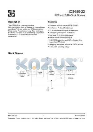 650R-22 datasheet - PVR and STB Clock Source