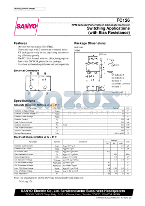 FC126 datasheet - NPN Epitaxial Planar Silicon Composite Transistor Switching Applications (with Bias Resistance)