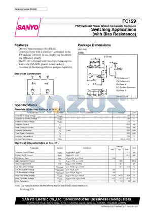 FC129 datasheet - PNP Epitaxial Planar Silicon Composite Transistor Switching Applications (with Bias Resistance)