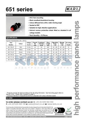 651-102-22-07 datasheet - 12.7mm mounting Black anodised aluminium housing