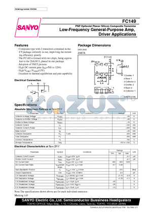 FC149 datasheet - Low-Frequency General-Purpose Amp, Driver Applications