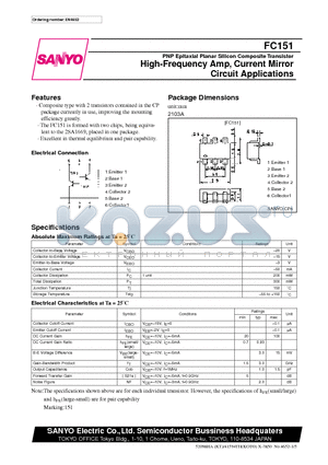 FC151 datasheet - High-Frequency Amp, Current Mirror Circuit Applications