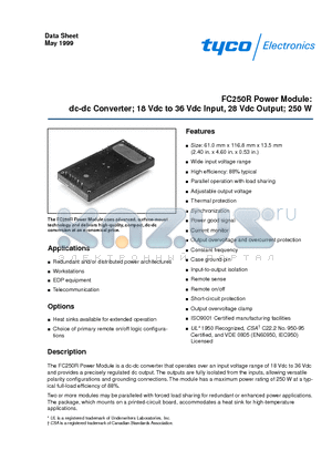 FC250R datasheet - Power Module:dc-dc Converter; 18 Vdc to 36 Vdc Input, 28 Vdc Output; 250 W