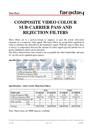FC358AD datasheet - REJECTION FILTERS