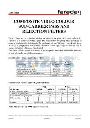 FC443AD datasheet - REJECTION FILTERS