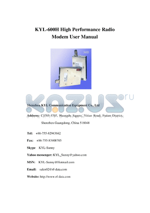 KYL-600H datasheet - High Performance Radio Modem