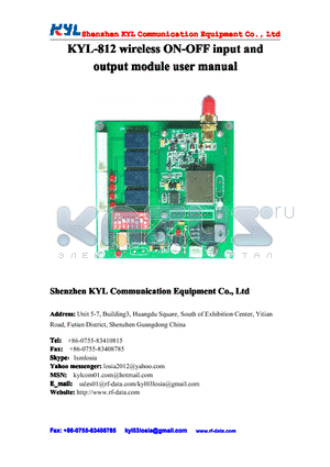 KYL-812 datasheet - KYL-812 wireless ON-OFF input and output module user manual
