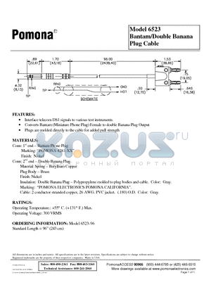 6523 datasheet - Bantam/Double Banana Plug Cable