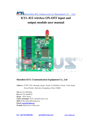 KYL-812 datasheet - wireless ON-OFF input and output module