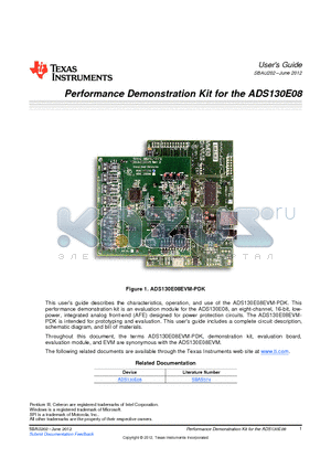 6527354 datasheet - Performance Demonstration Kit for the ADS130E08