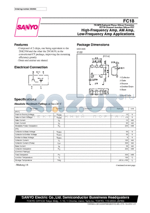 FC18 datasheet - High-Frequency Amp, AM Amp, Low-Frequency Amp Applications