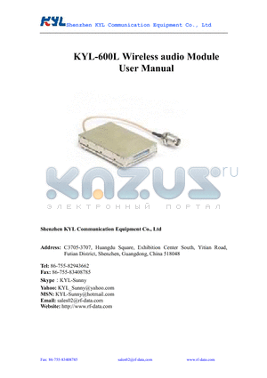 KYL-600L_1 datasheet - Wireless audio Module User Manual