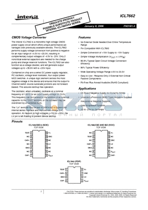 ICL7662 datasheet - CMOS Voltage Converter