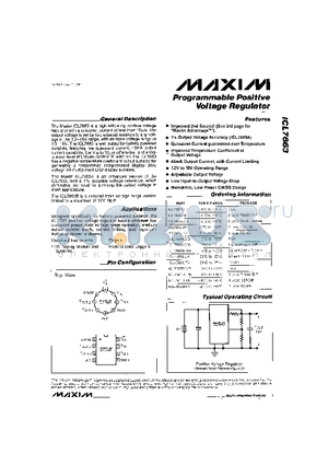 ICL7663ACSA datasheet - Programmable Positive Voltage Regulator