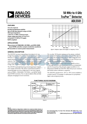 ADL5501AKSZ-R2 datasheet - 50 MHz to 4 GHz TruPwr Detector