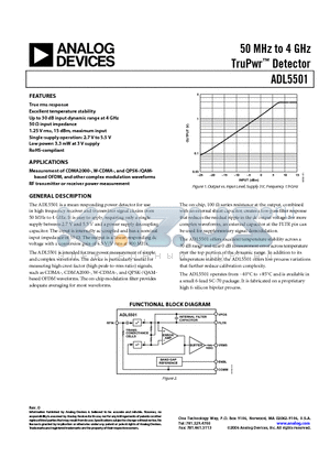 ADL5501AKSZ-R7 datasheet - 50 MHz to 4 GHz TruPwr Detector